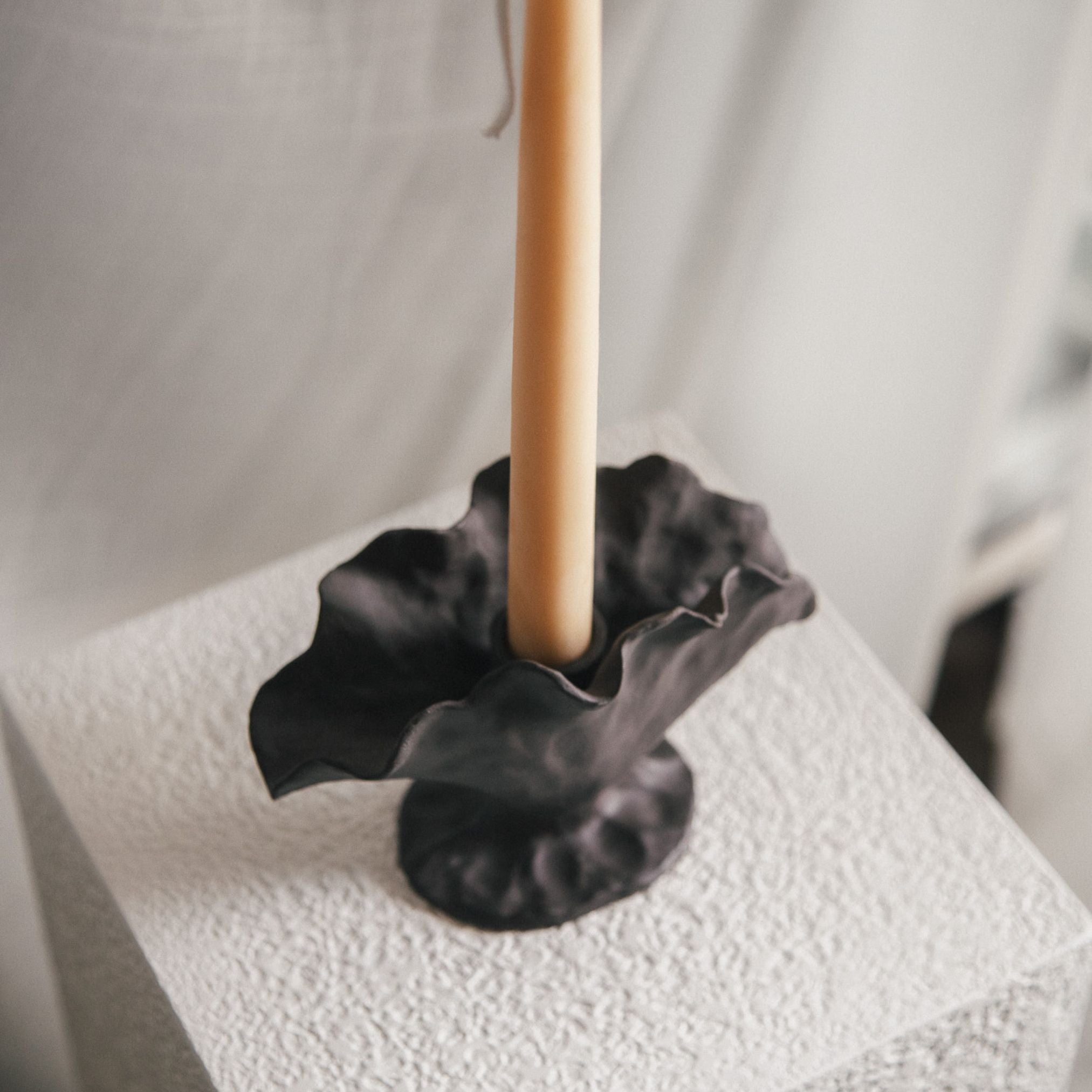Bloom Candlestick - Dark Stone