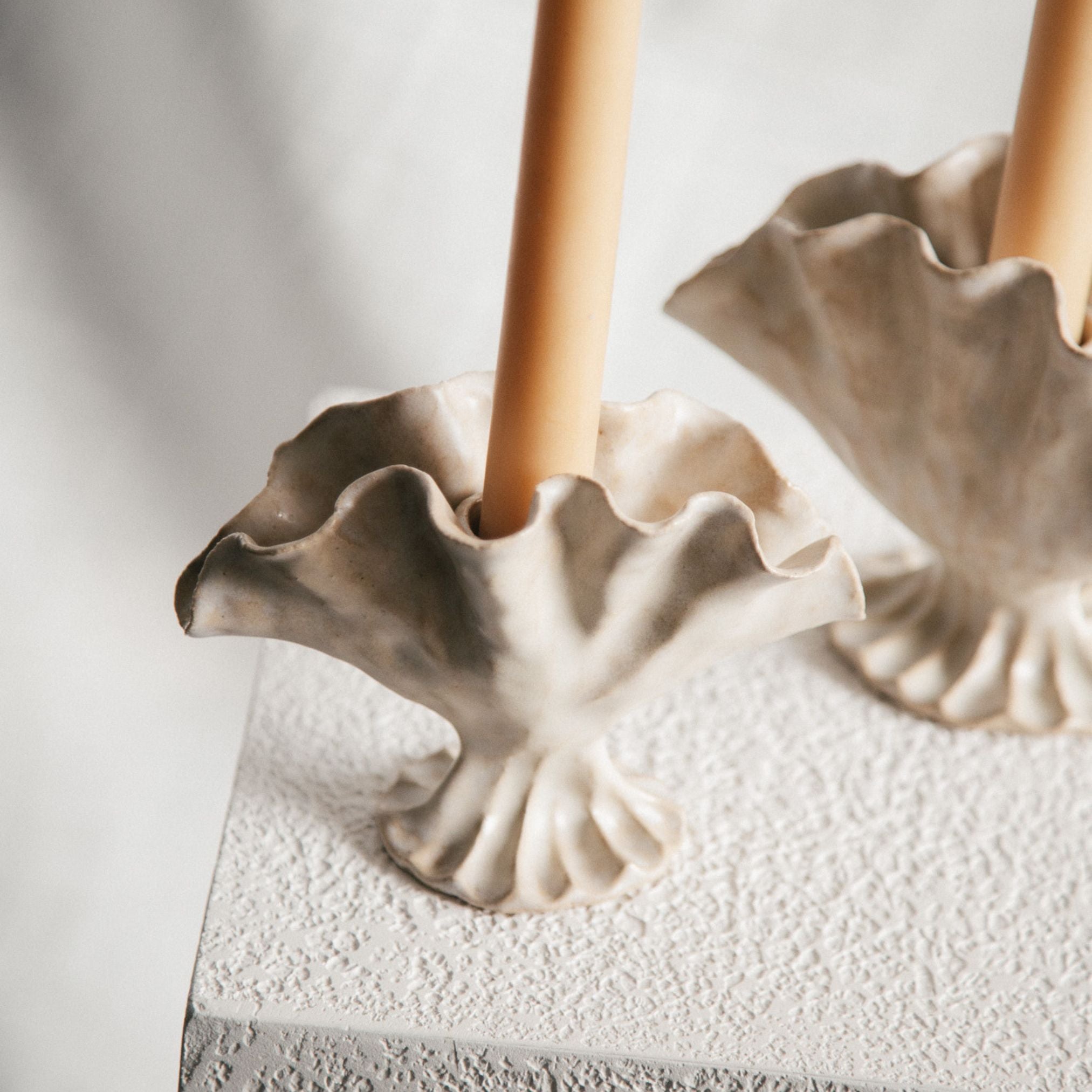 Bloom Candlestick Set of Two - Ivory