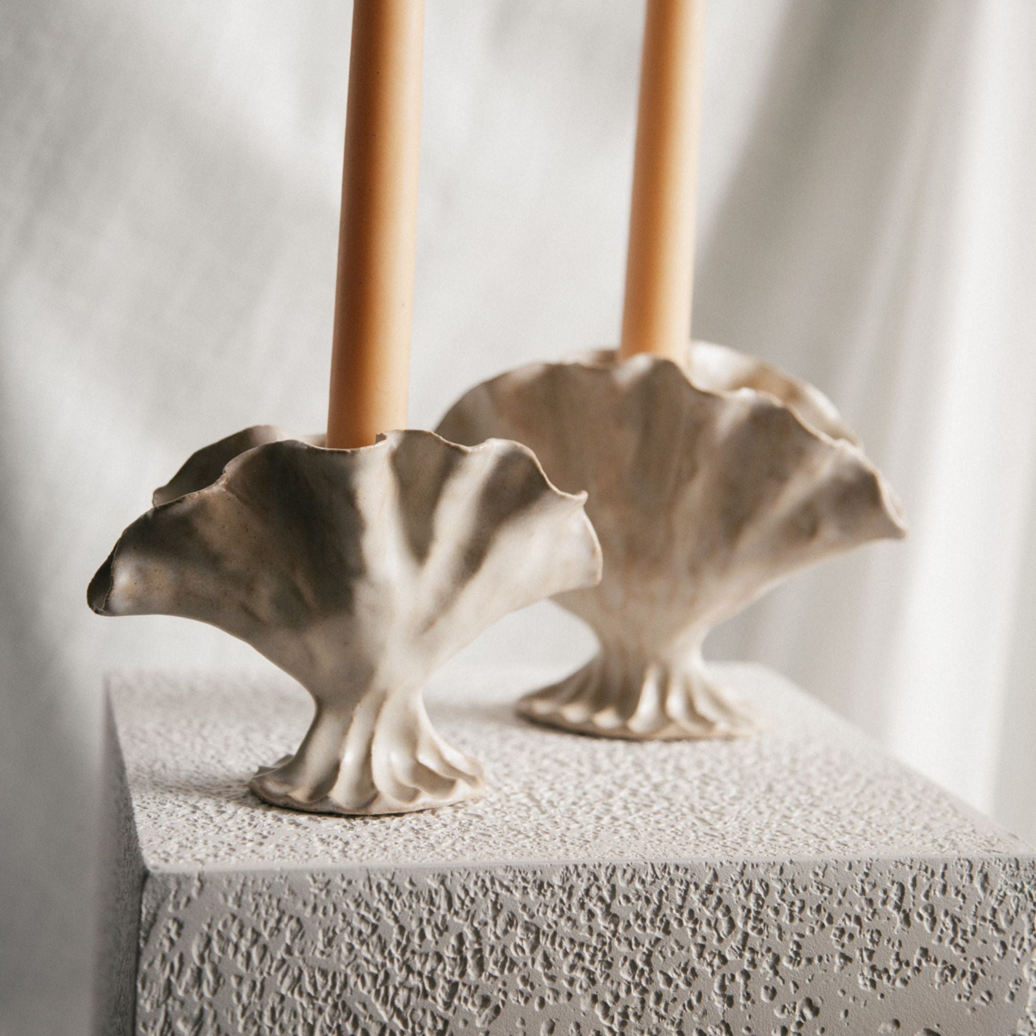 Bloom Candlestick Set of Two - Ivory