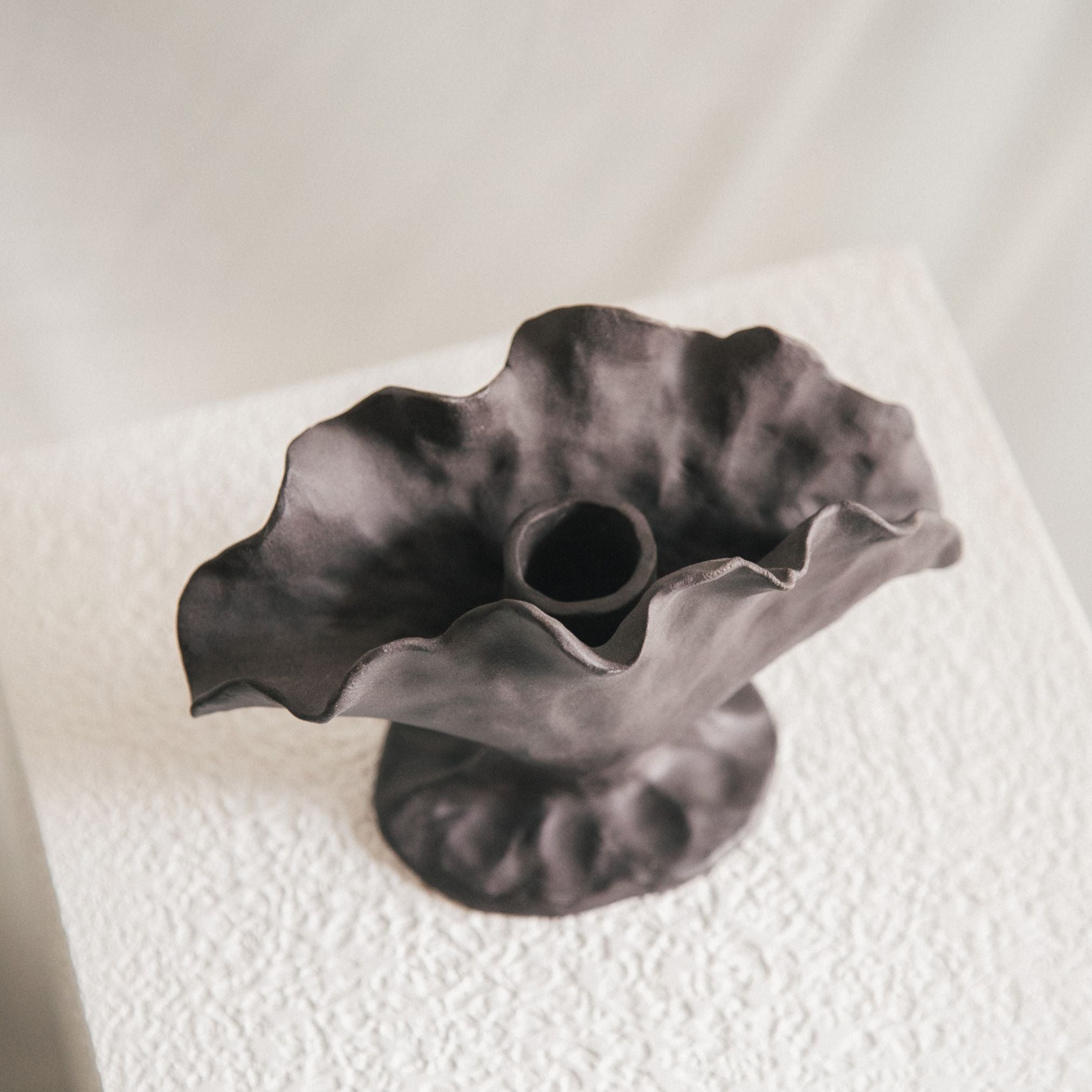 Bloom Candlestick - Dark Stone