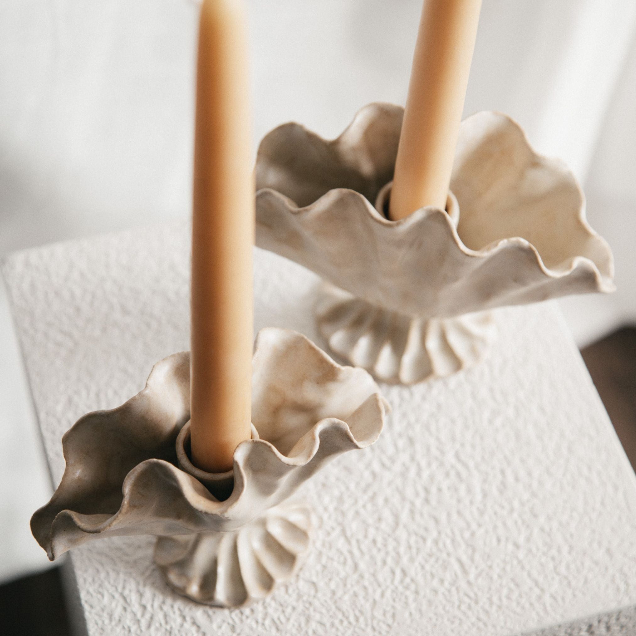 Bloom Candlestick Set of Two - Ivory