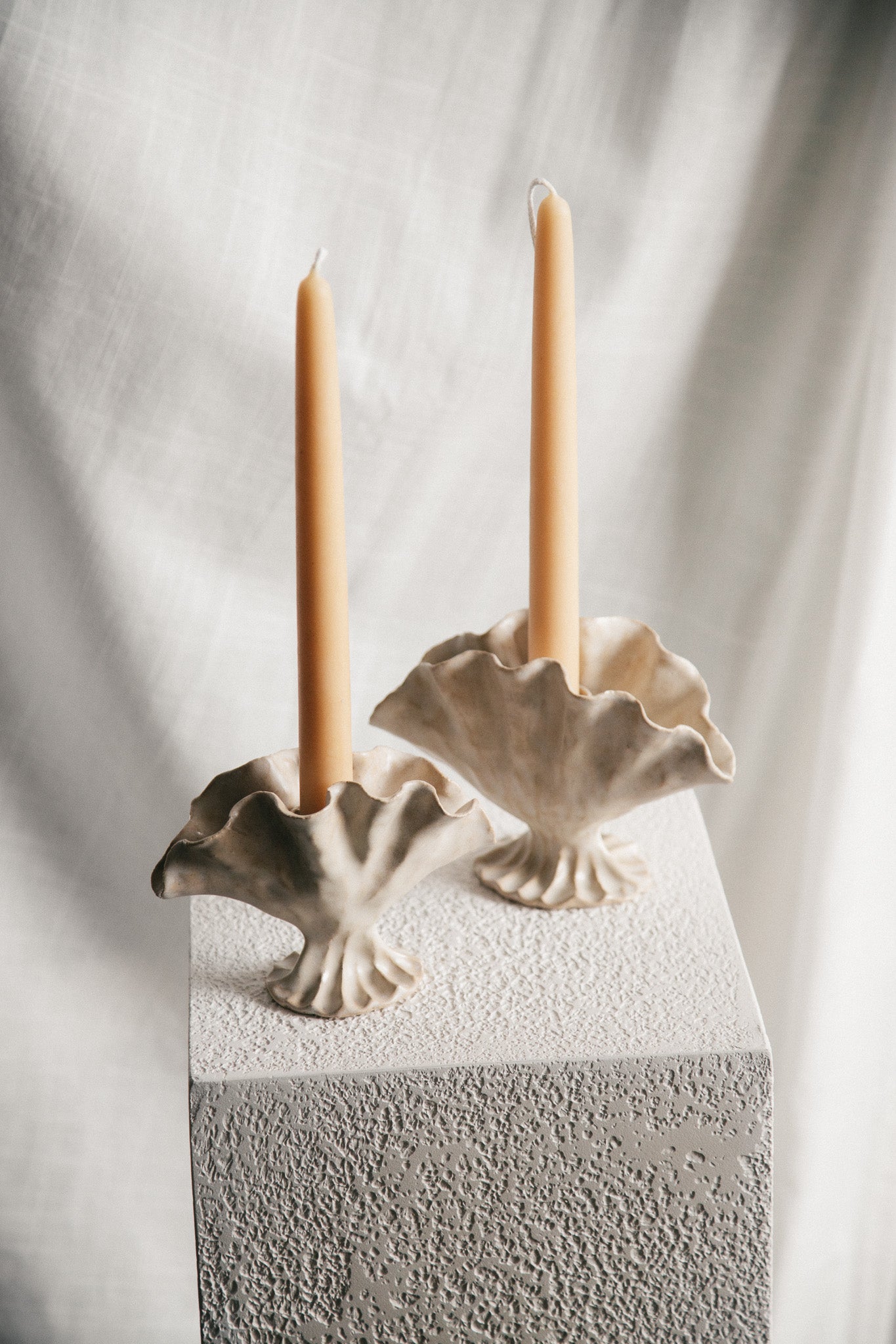 Bloom Candlestick Set of Two - Ivory