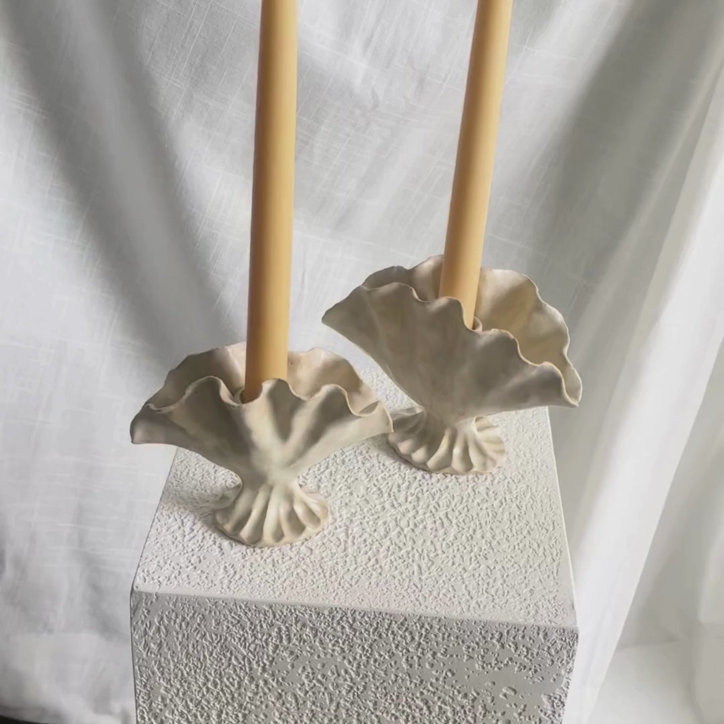 Bloom Candlestick Set of Two - Ivory